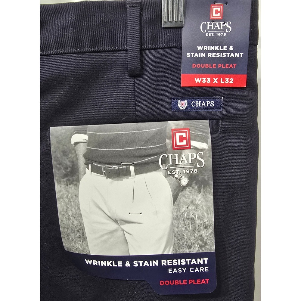 3 Pack NWT Chaps Mens Double Pleat Chino Pants Wrinkle/Stain Resistant W33xL32 - Picture 10 of 12